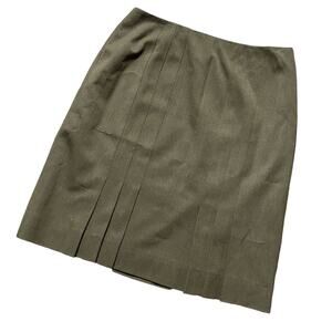 CARLISLE Skirt  Size 12 Brown Wool Blend Pleated Fitted Pencil Skirt Fully Lined